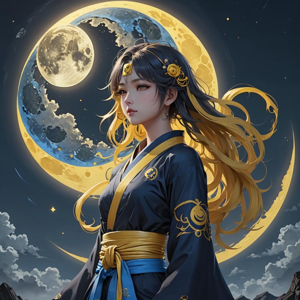 Yin Yang Moon: Genshin Impact Inspired Digital Art