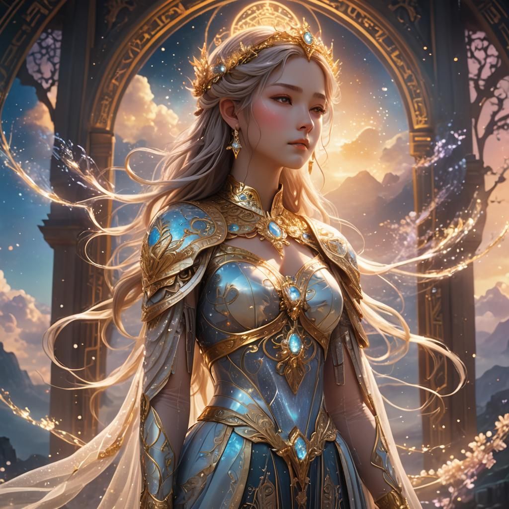 Regal Goddess in Celestial Anime Art