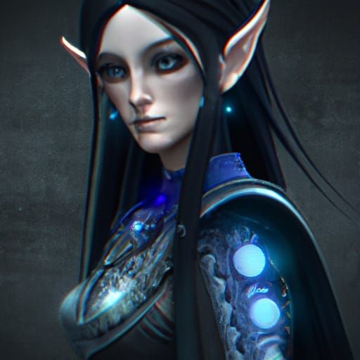 Female Elf with Freckles in Gothic Art Style