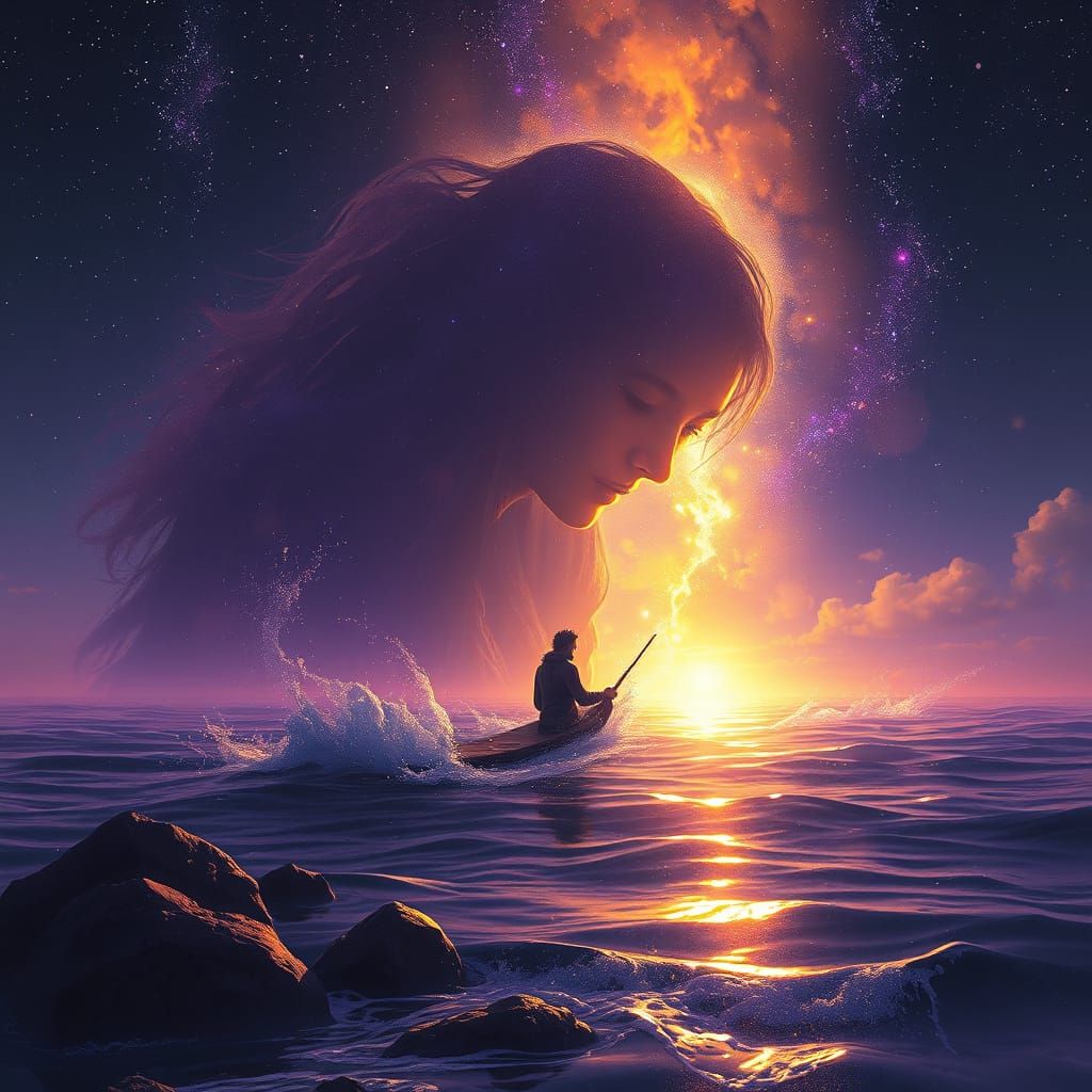 Ethereal Connection in Starlit Waters