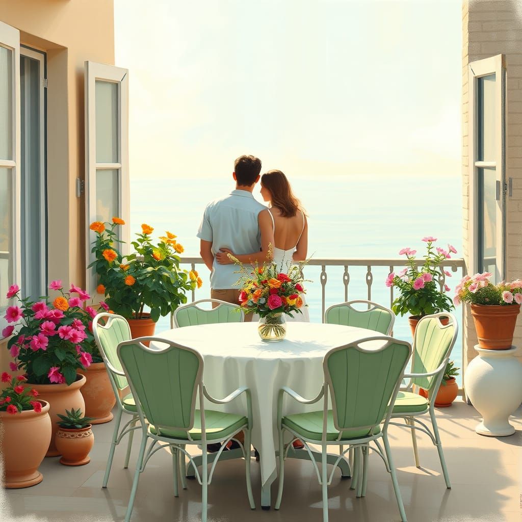 Young Couple Enjoys Seaside Home in Impressionist Style