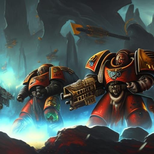 Space Marines in Epic Battle Scene