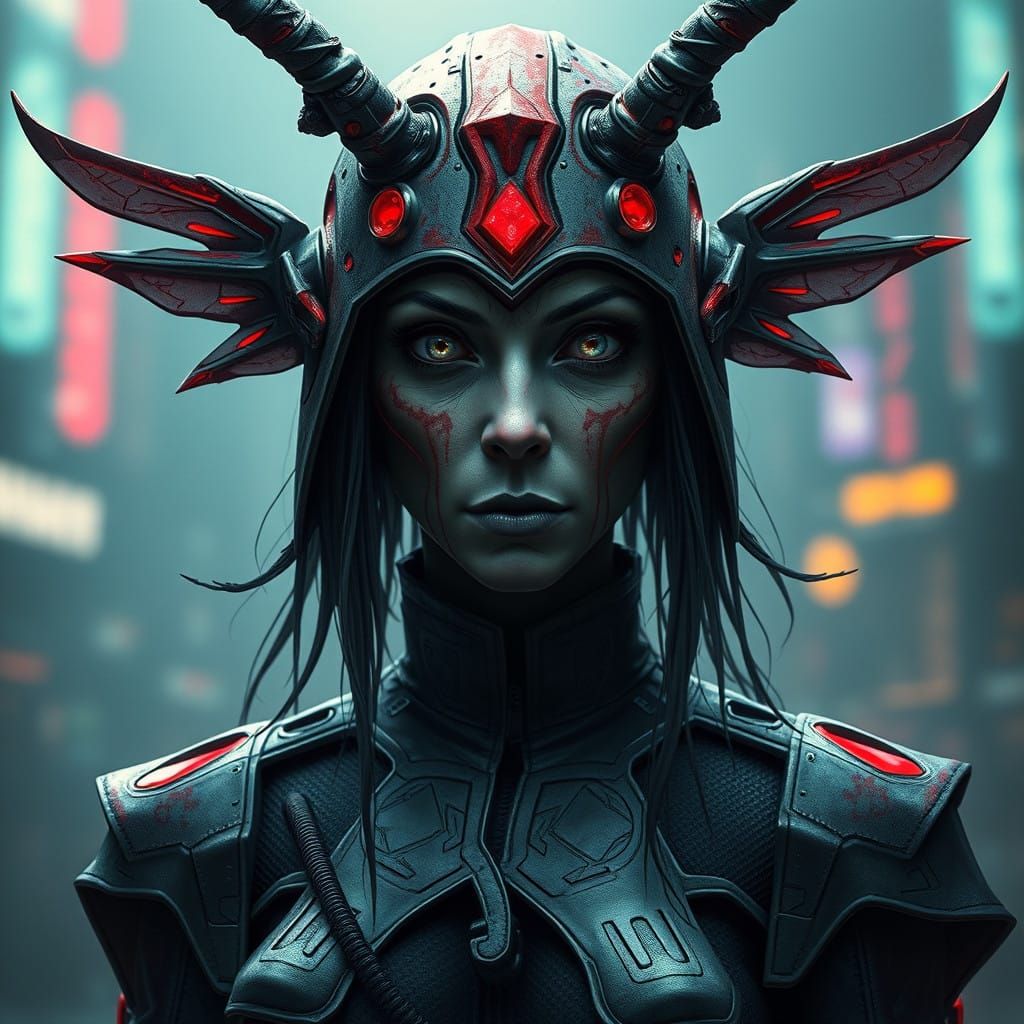 Cyberpunk Goddess Takes Form of Crone Bee