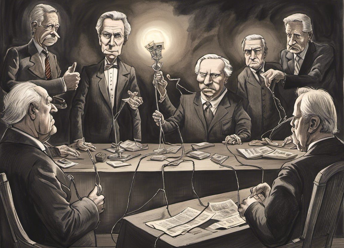 Dystopian Political Cartoon: Puppets of the IMF