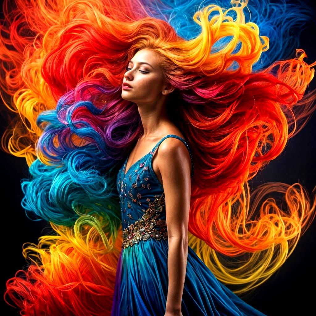 Rainbow Smoke Woman: A Vibrant Digital Artwork