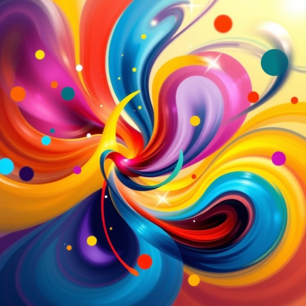 Vibrant Abstract Joyful Swirl in Expressive Digital Art