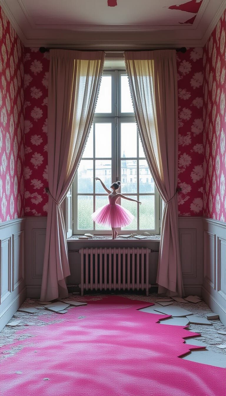 Gloomy Room With Pink Carpet and Diorama