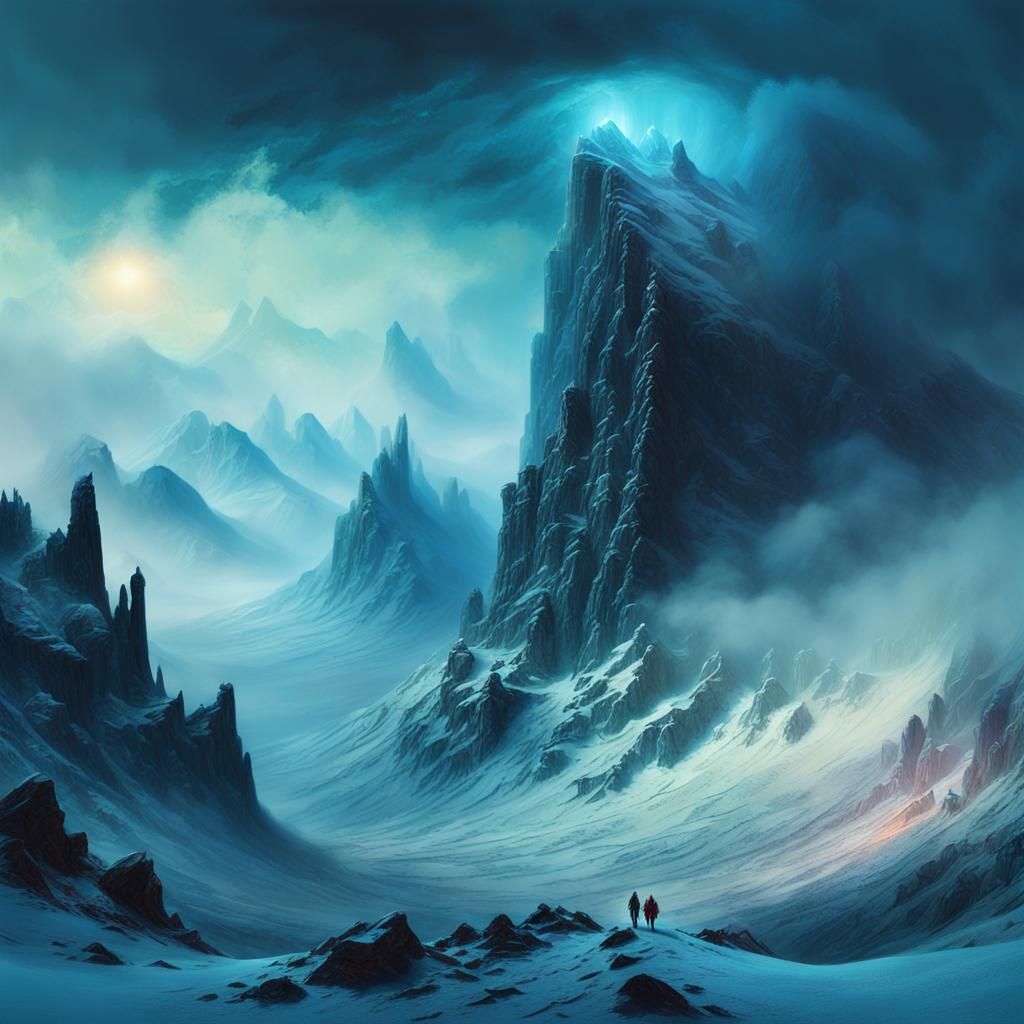 Treacherous Peaks Shrouded in Endless Blizzard, as Fantasy C...