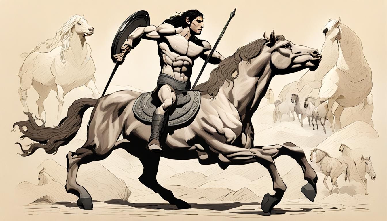 Heroic Centaur Warrior in Mystical Forest