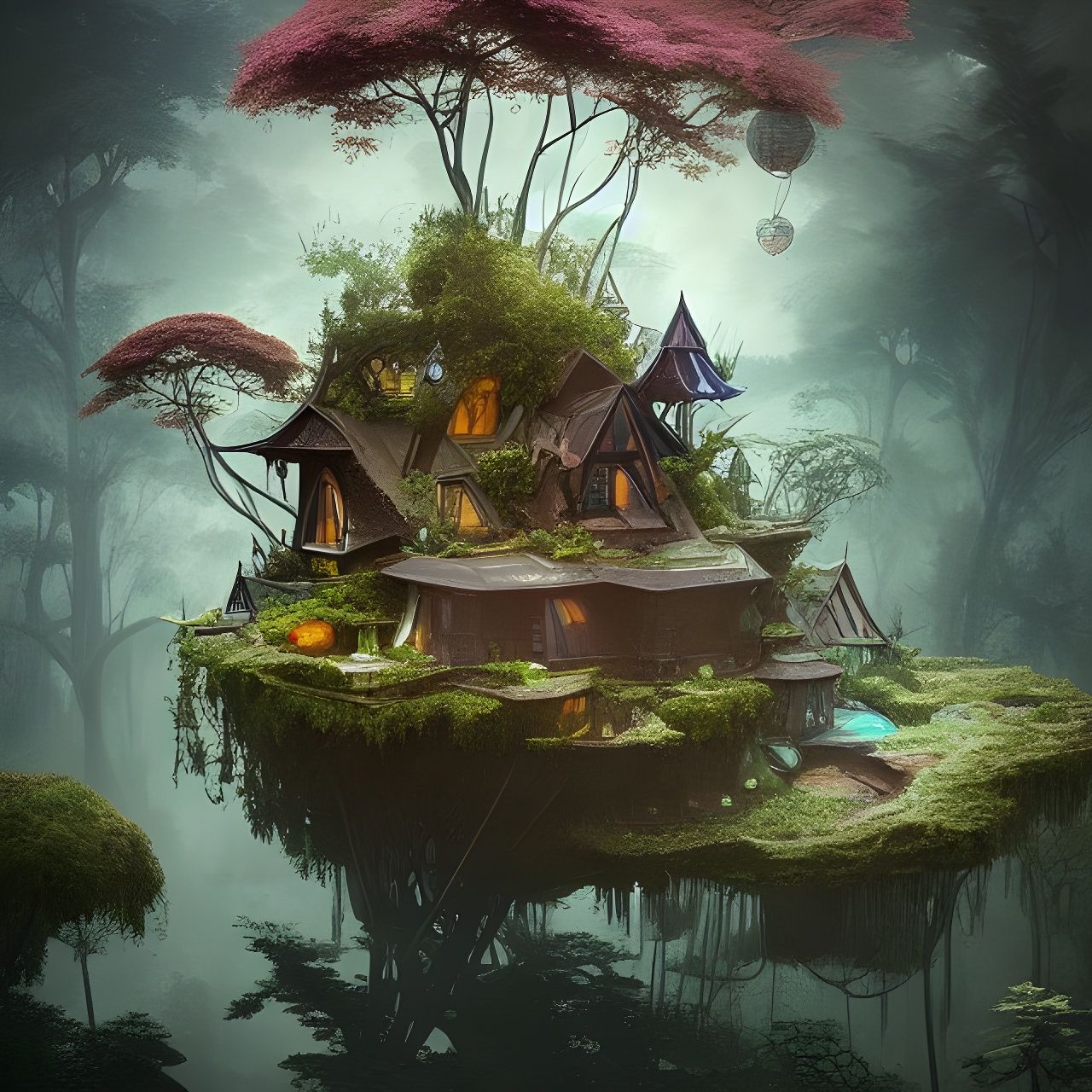 Terrarium house on floating island  ...