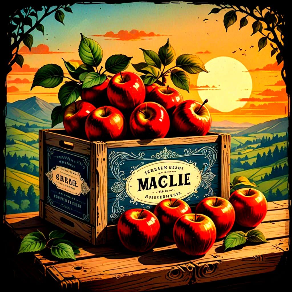 Retro European Apple Crate in Vibrant Colors