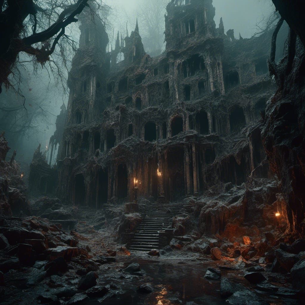 Muscular Orc with Scarred Skin in Dark Fantasy Style