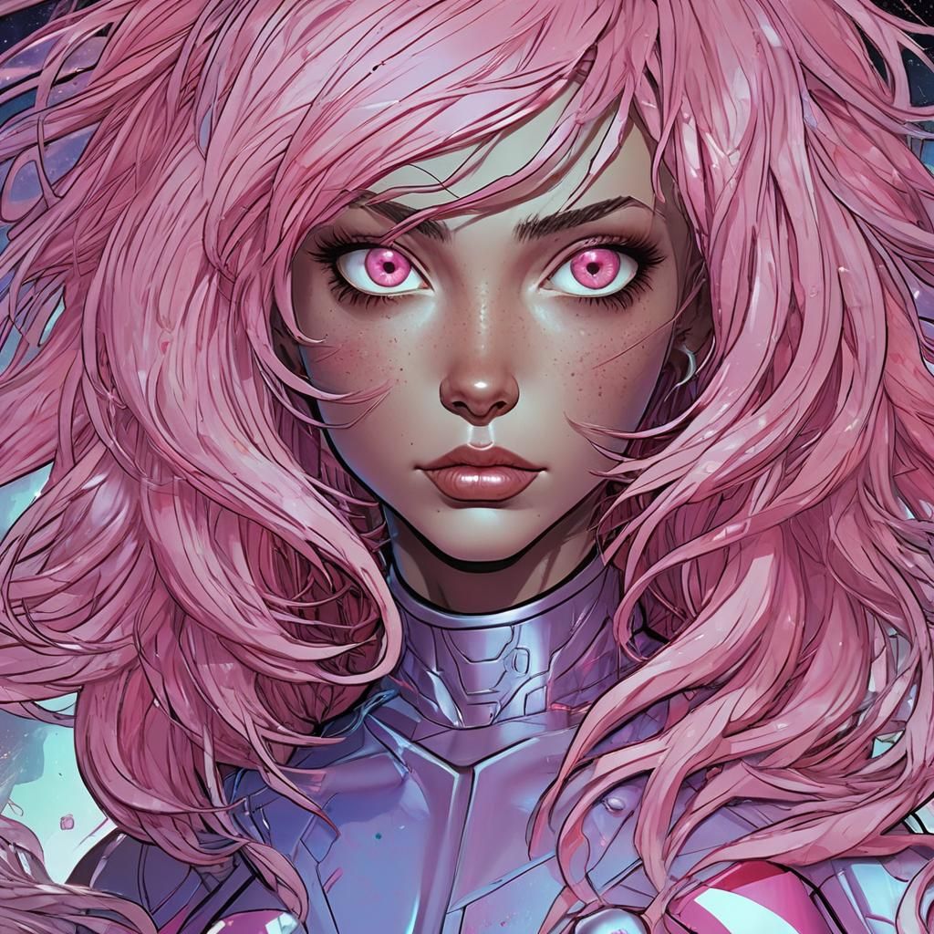 Alien in Wig: Comic Book Superhero Portrait