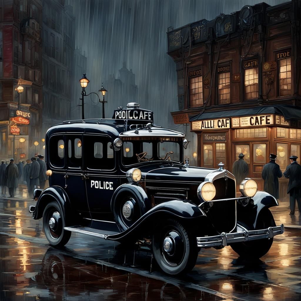 1930s Chicago Rainy Night Robbery Scene