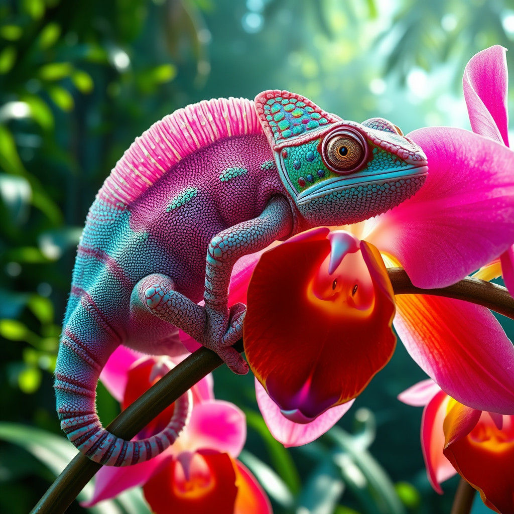 Chameleon Camouflage: A Photorealistic Orchid Painting