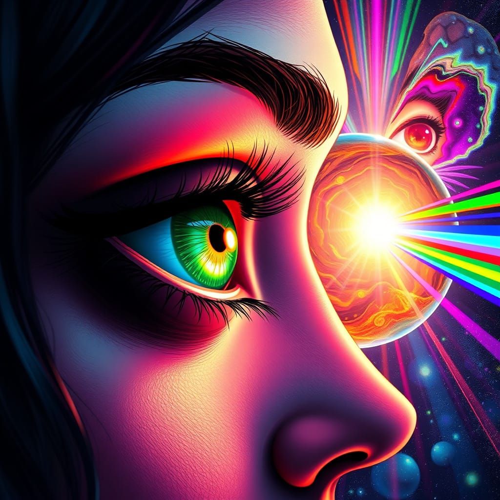 Surreal Goddess Gazing into Crystal Ball Aesthetic