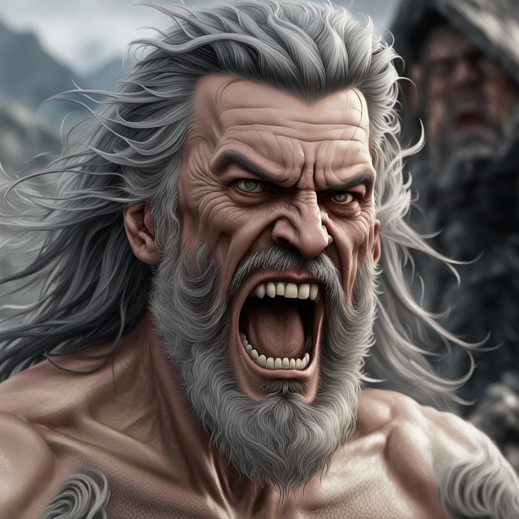 Angry Man Portrait in Detailed Matte Painting Style