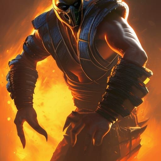 Mortal Kombat Scorpion Portrait in Hyperdetailed Style