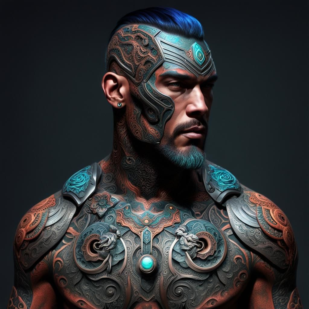 Mythical Cyborg: 3D Artistry of Human Landscape