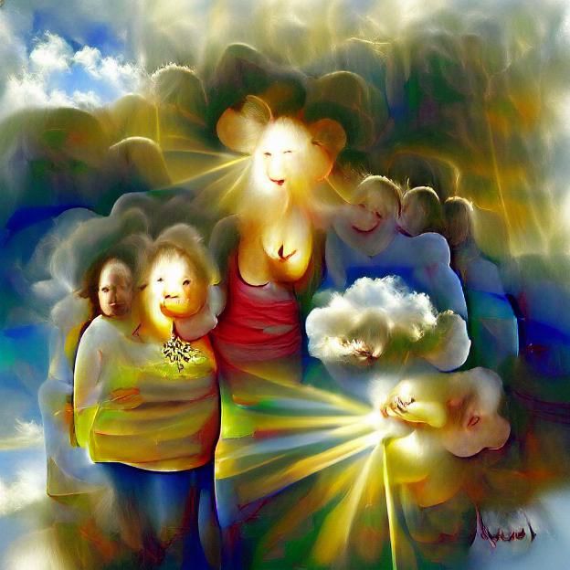 Radiant Mother and Daughters in Divine Light