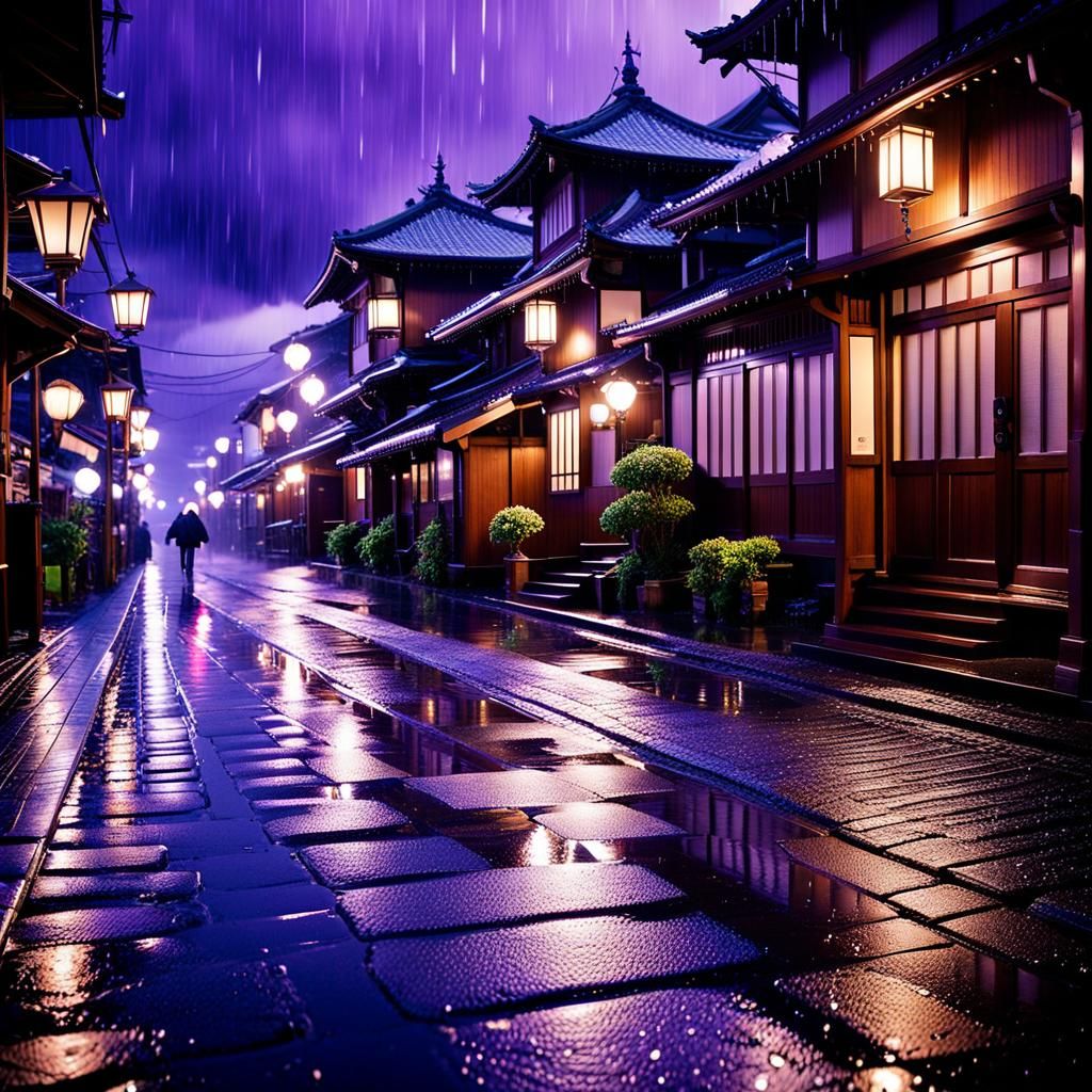 Dieselpunk Victorian Street in Heavy Rain