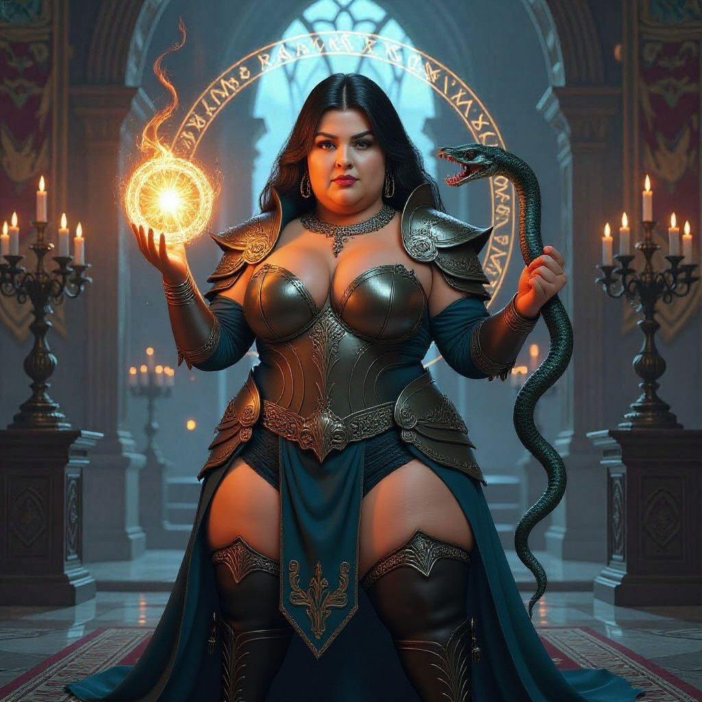 Female Spellcaster in Ornate Armor Casting Magic