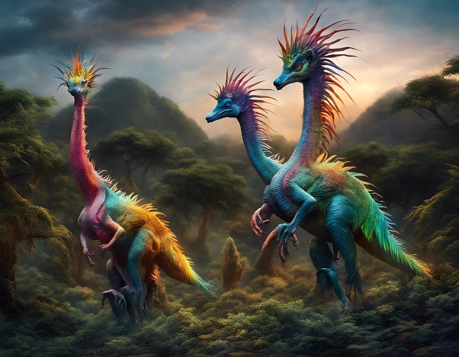 Exotic Alien Creatures in a Bizarre Landscape