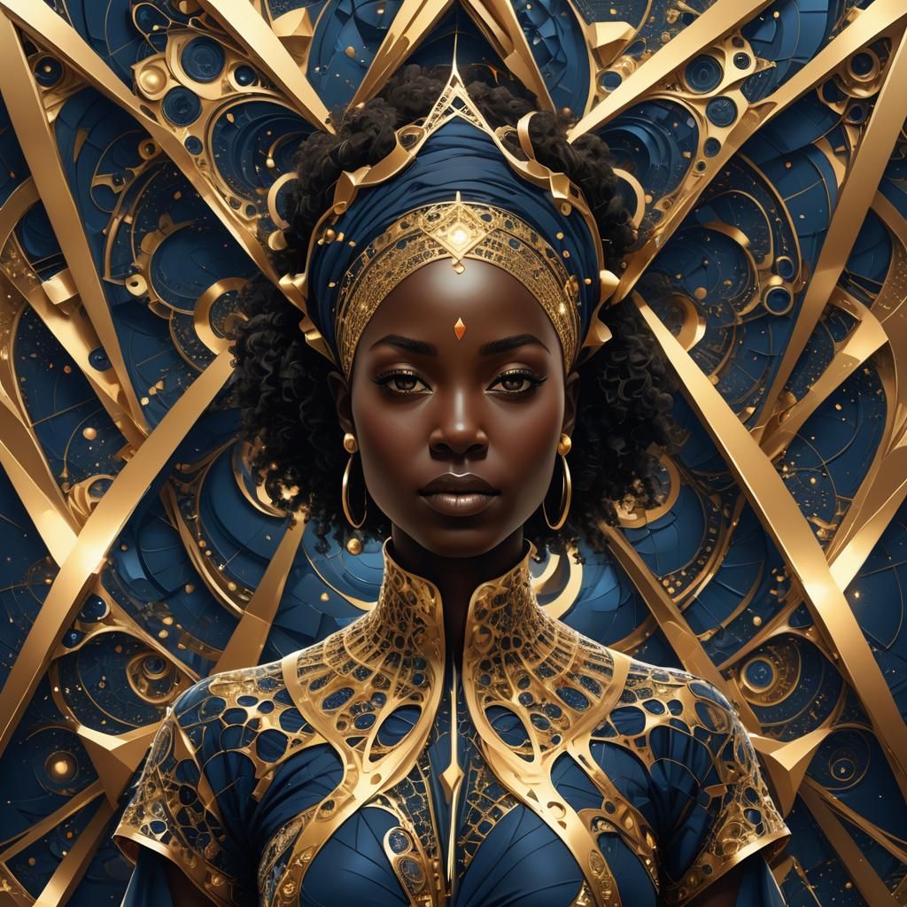 Abstract Fractal Art: African Woman in Gold