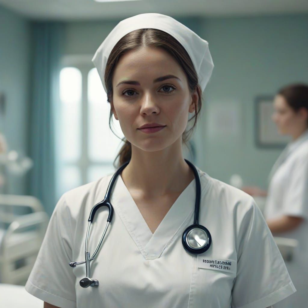 Nurse in Hospital Ward as Oil Painting