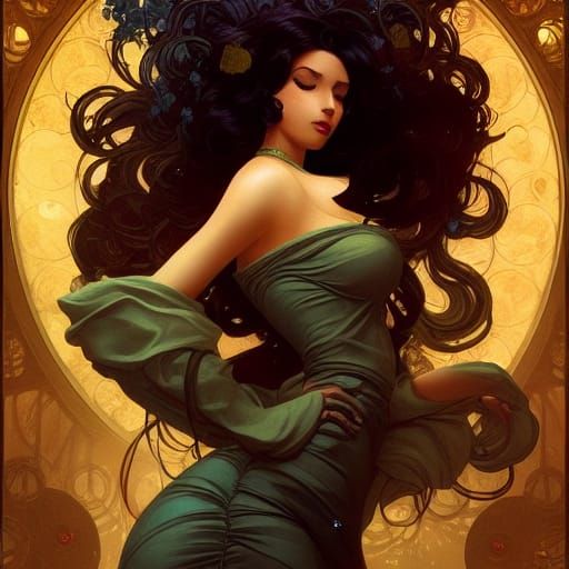 Dark Fantasy Art Nouveau Masterpiece in 8K