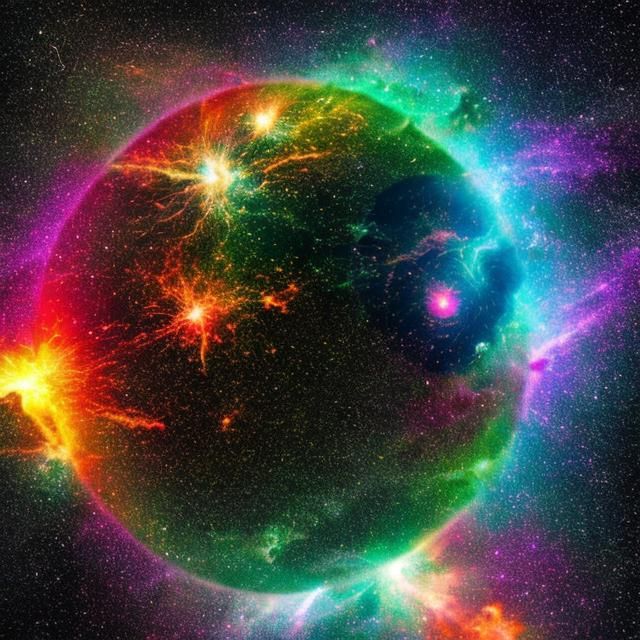 Spaceship Travels Through Cosmic Flames in Surrealist Style