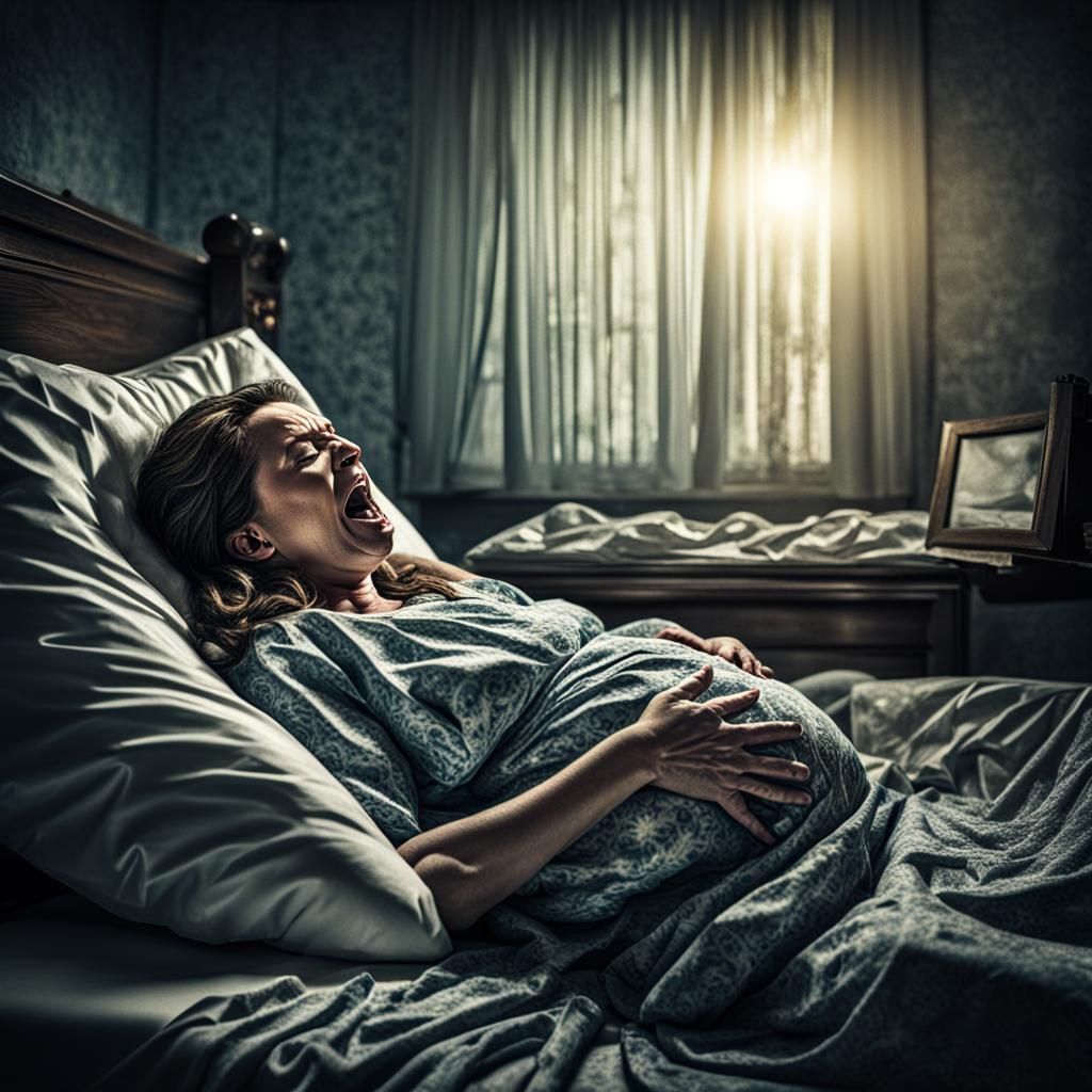 Hyperrealistic Image of Woman Giving Birth