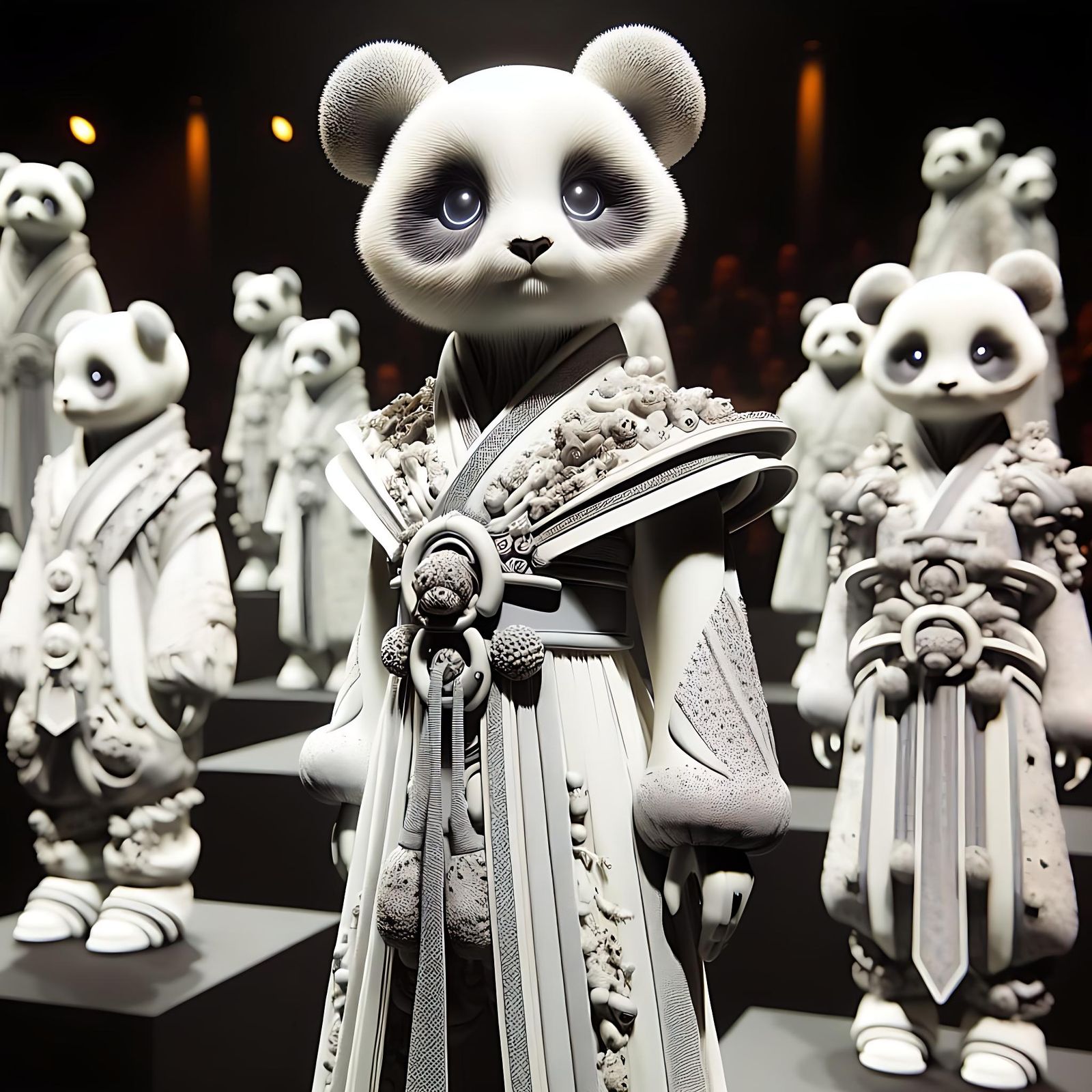 Futuristic Eastern Fashion Showcased by Panda Creatures