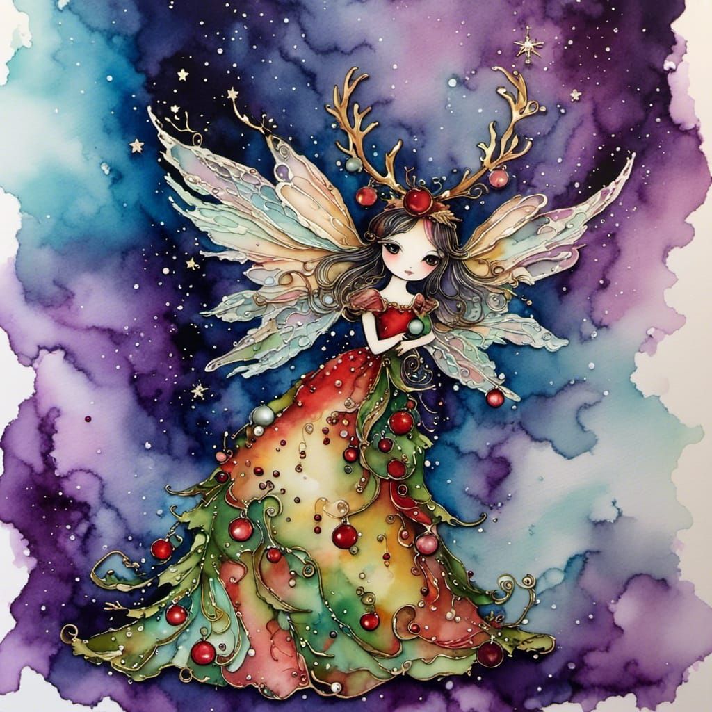 Christmas Angel Optical Illusion in Alcohol Ink