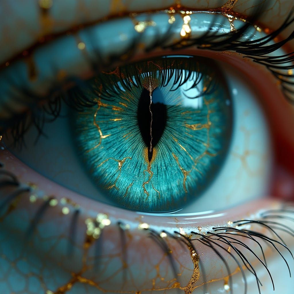 Ancient, Mystic Eye with Turquoise Iris and Golden Veins