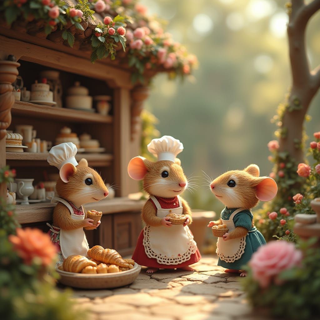 Charming Mouse Bakery in Miniature Village
