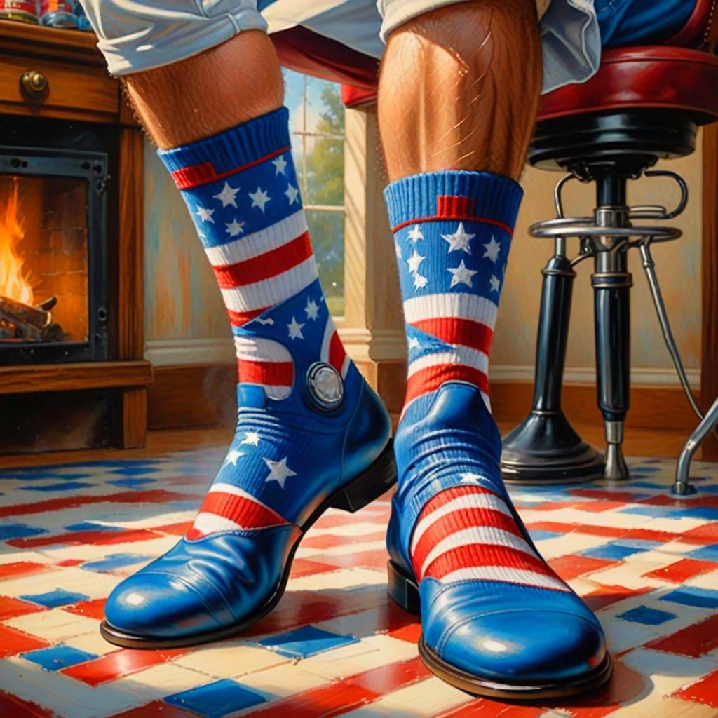 Barber Pole Socks in Detailed Airbrush Art