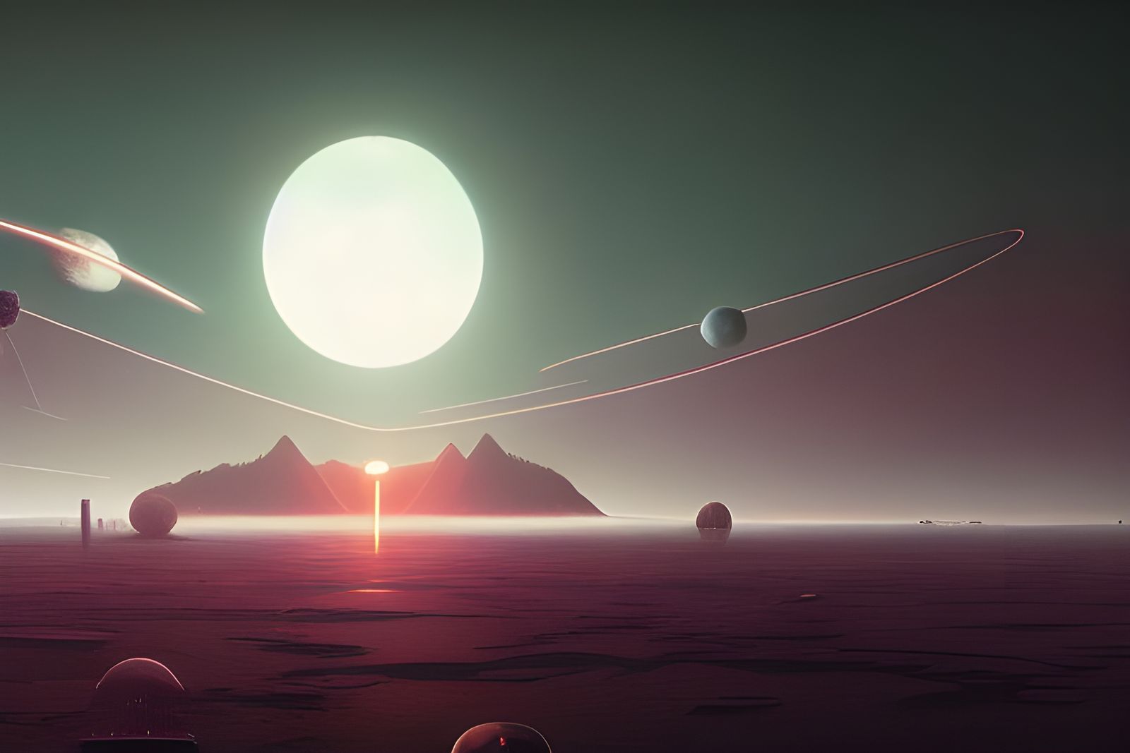 Futuristic Planetary Fleet Over Barren Landscape