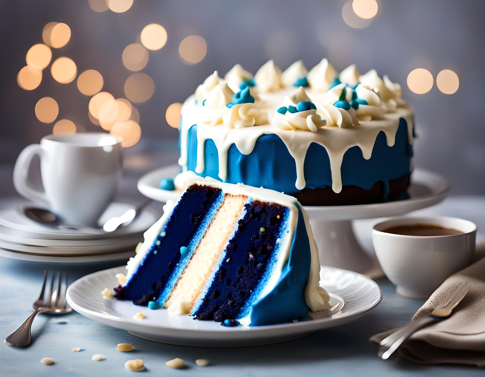 Blue Velvet Cake in Professional Photography Style
