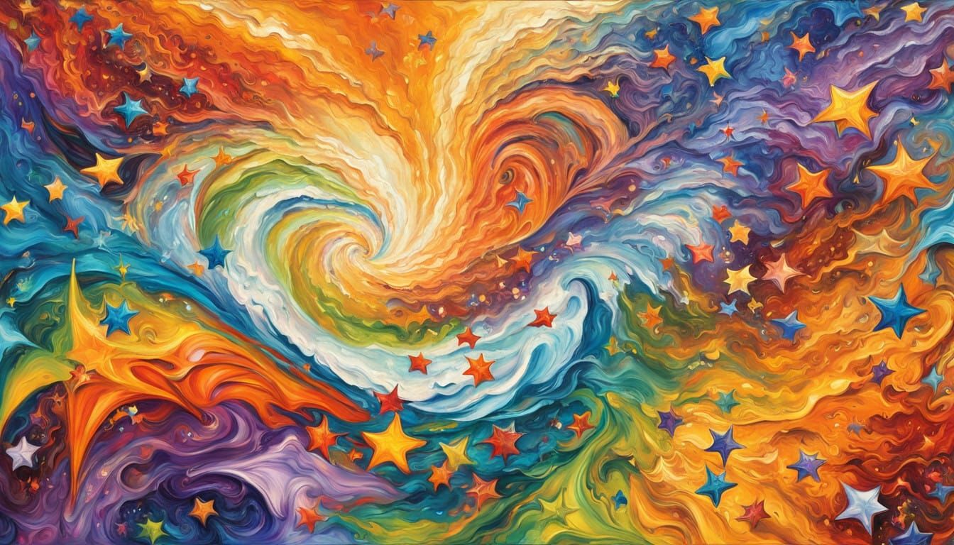 Vibrant Neo-Impressionist Whirlpool Galaxy