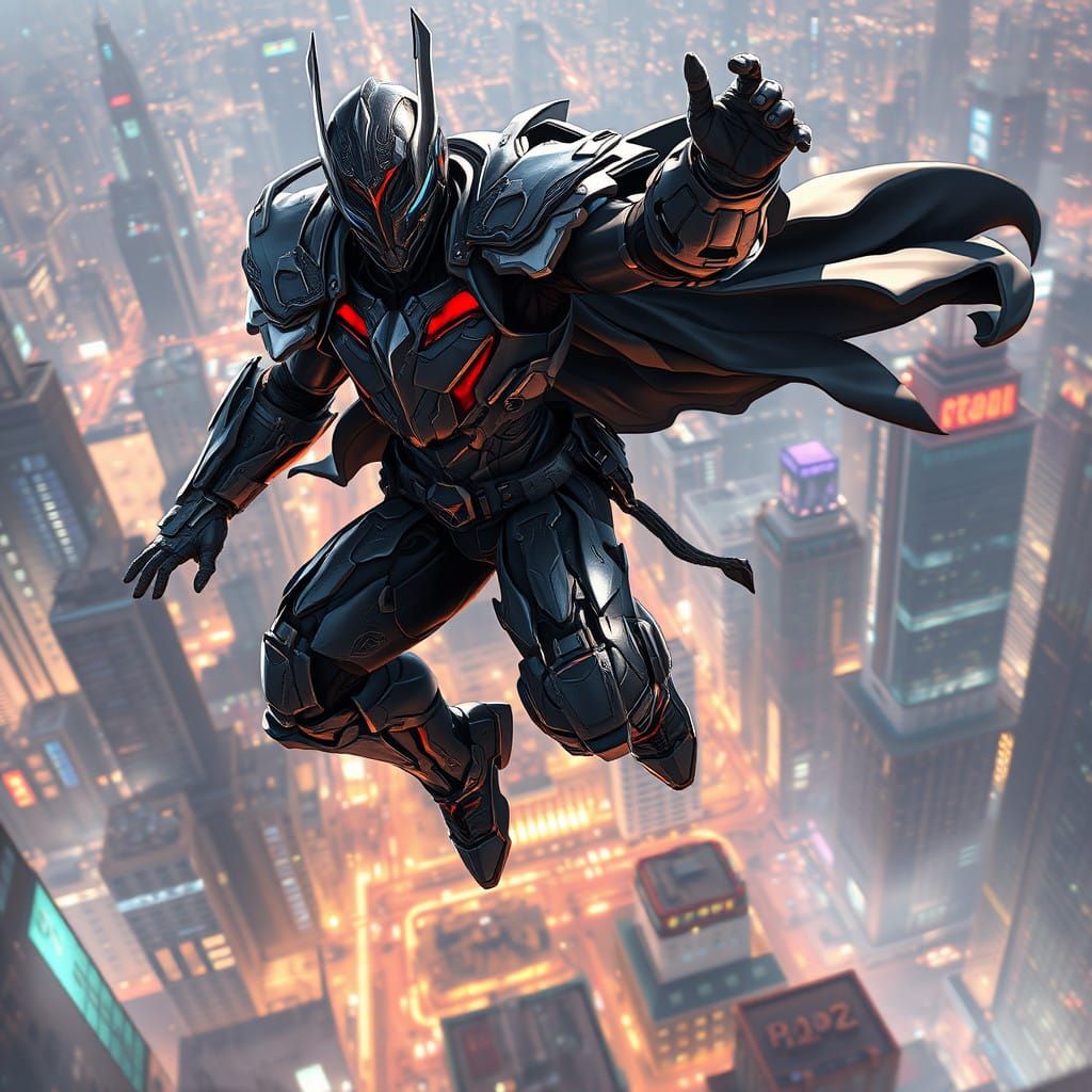 Futuristic Vigilante Superhero in Action
