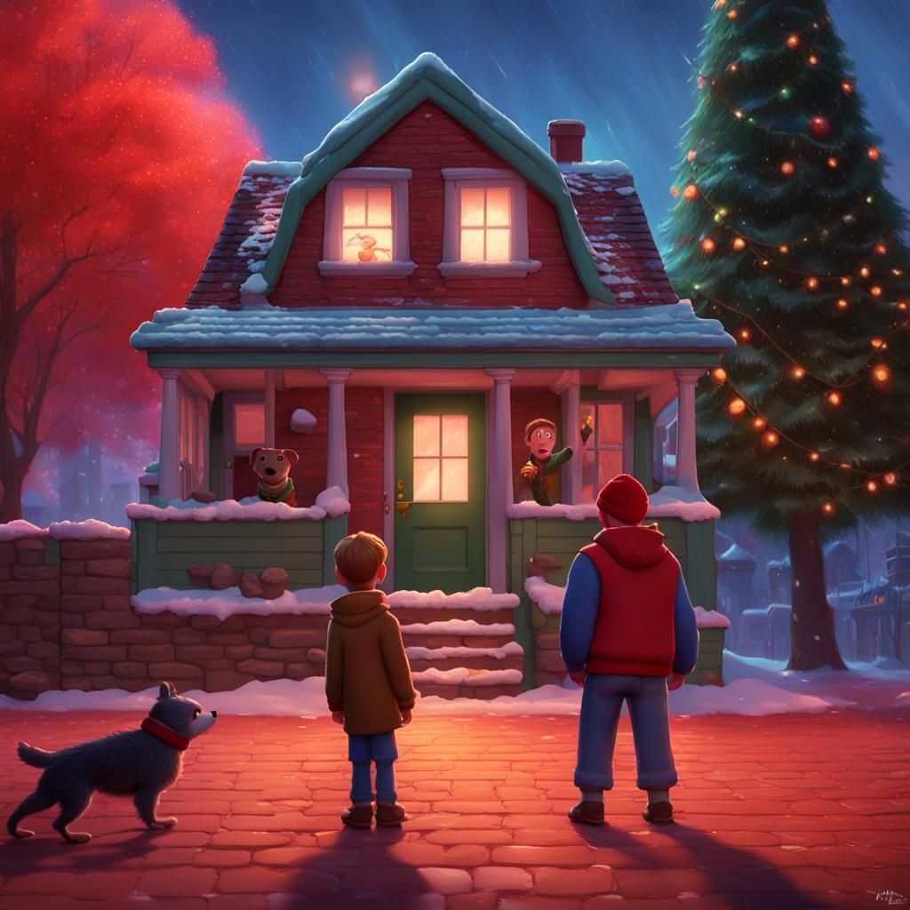 Kevin Battles Wet Bandits: A Pixar-Style Scene