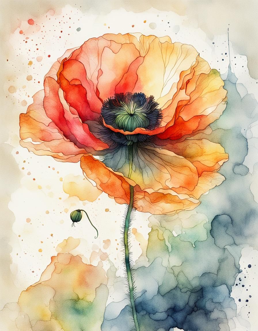 Vibrant Poppy Bloom in Golden Ratio Harmony