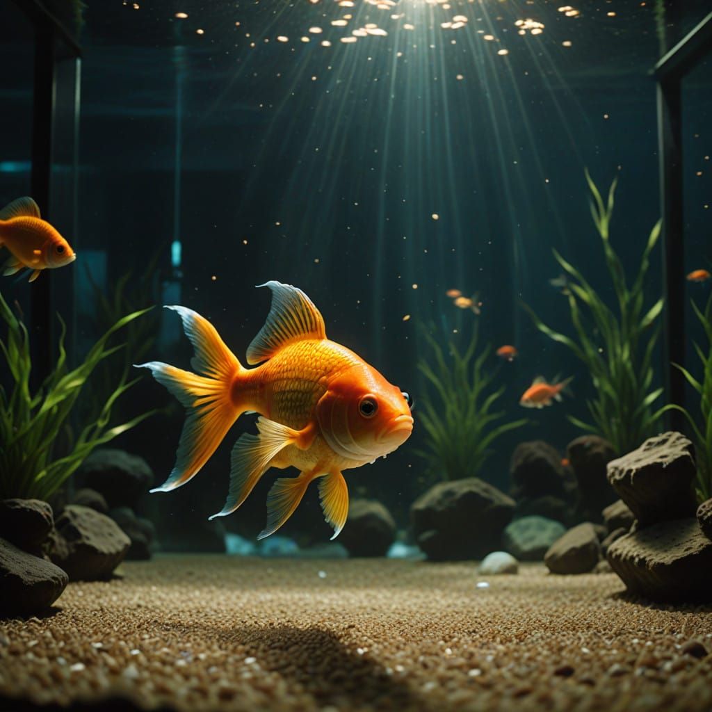 Majestic Goldfish in Cinematic Aquarium