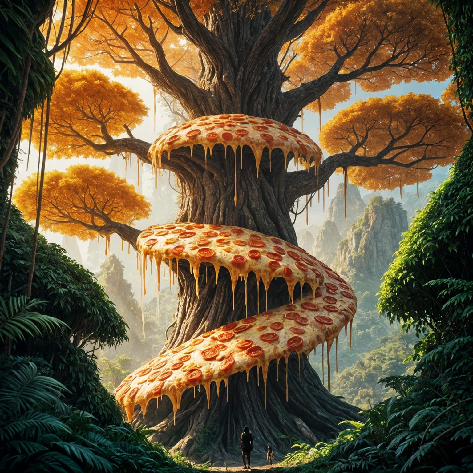 Giant Pizza Tree in the Jungle