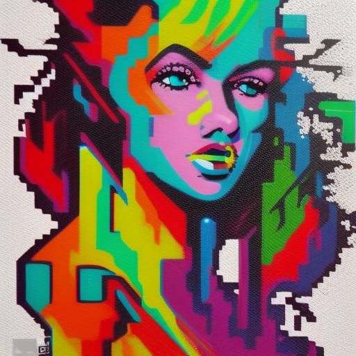 Colorful Pixel Art Graffiti Street Scene