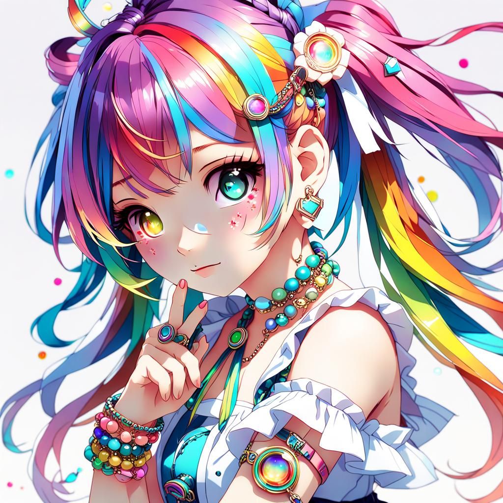 Anime Girl in Decora Kei Fashion, 3D Render