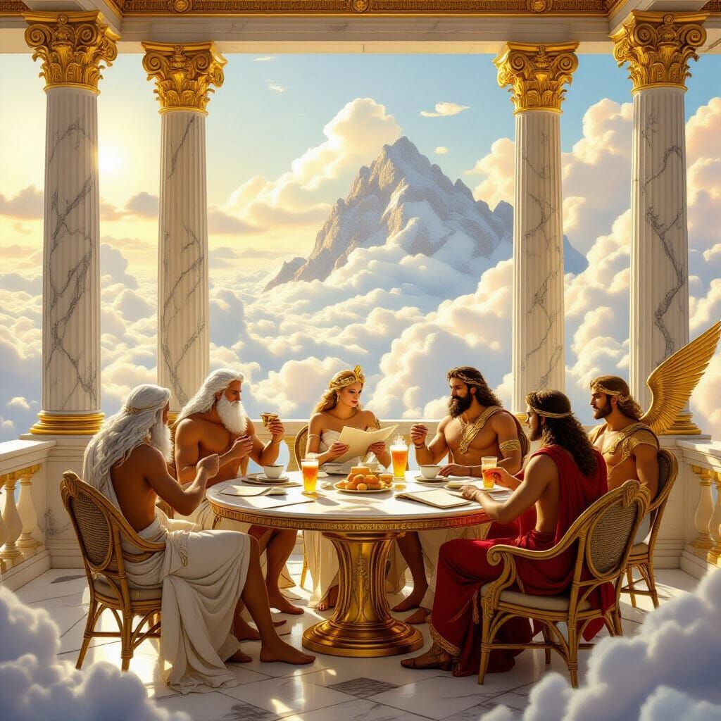 Mythical Olympus Cafe with Olympian Gods