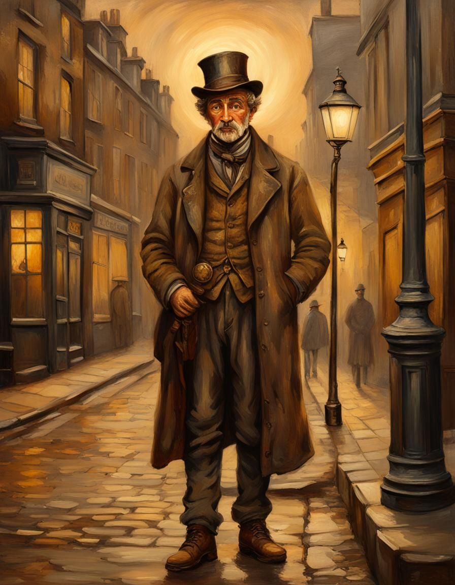 The Artful Dodger: Victorian Oil Painting with Chiaroscuro