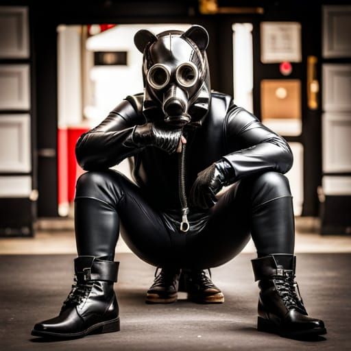 Leather Bear with Gas Mask